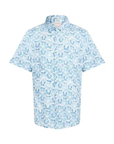 Guess Eco Man Shirt Slate Blue Size L Ecovero Viscose