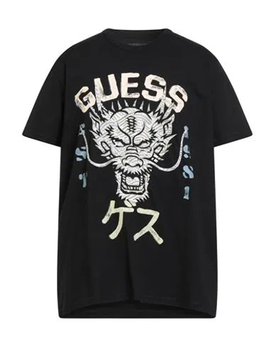 Guess Eco Man T-shirt Black Size Xl Organic Cotton, Cotton
