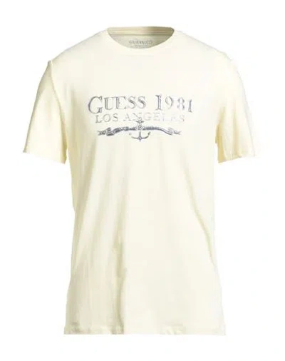 Guess Eco Man T-shirt Pastel Yellow Size Xl Organic Cotton, Cotton, Elastane