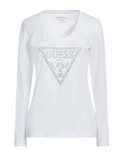 Guess Eco Woman T-shirt White Size L Organic Cotton, Cotton, Elastane