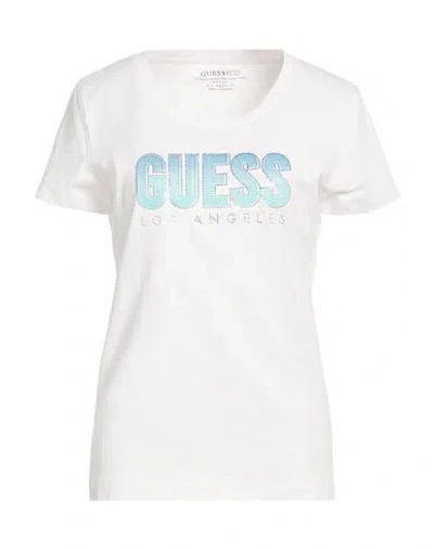 Guess Eco Woman T-shirt White Size L Organic Cotton, Cotton, Elastane In Multi