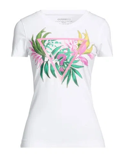 Guess Eco Woman T-shirt White Size Xs Organic Cotton, Elastane