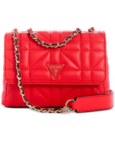 Guess Edita Mini Convertible Crossbody Bag In Coral Red