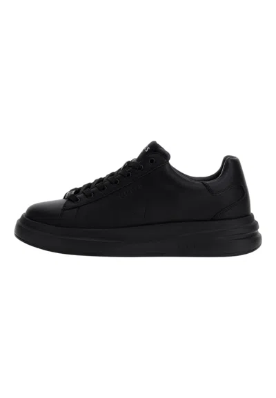 Guess Elba Mixed Leather Sneaker Man  In Black