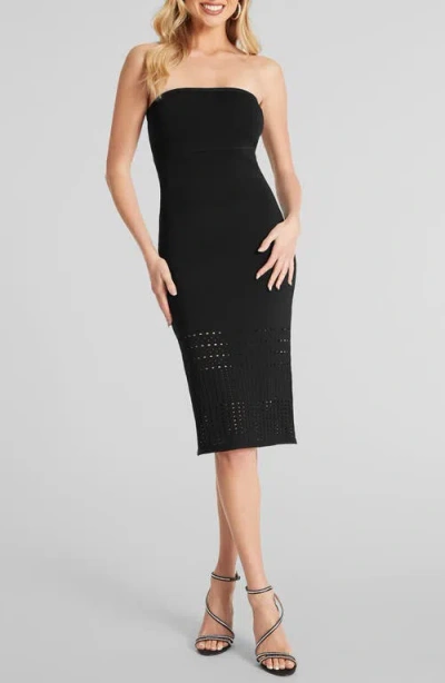 Guess Elisa Strapless Knit Dress In Black