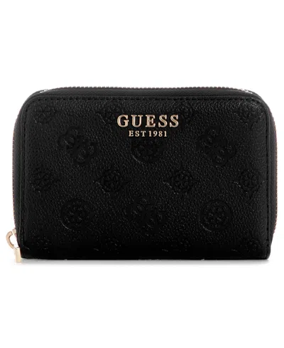 Guess Ella Logo Medium Zip Around Wallet In Black