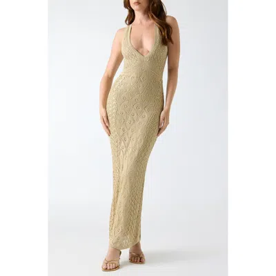 Guess Ellie Pointelle Knit Maxi Dress In Brown