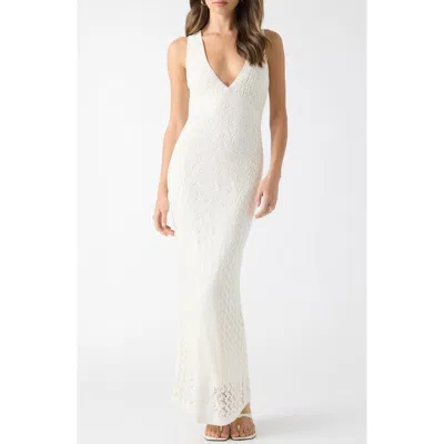 Guess Ellie Pointelle Knit Maxi Dress In White