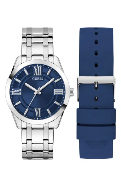 Guess Elliot Blue Dial Watch Box Set, 44mm In Multi
