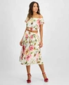 Guess Elodie Cropped Top Matching Midi Skirt In Painted Daisies Print