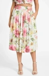 Guess Elodie Flare Midi Skirt In Painted Daisies Print