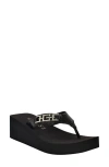 Guess Elowen Platform Wedge Flip Flop In Black