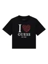 Guess Embellished Heart-graphic T-shirt In Black