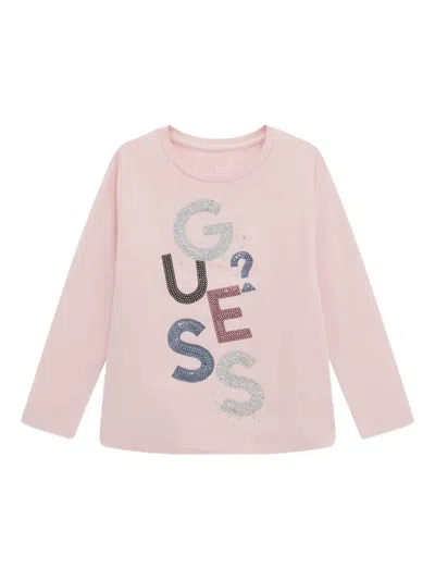 Guess Kids' Embellished Long-sleeve Top In Pink
