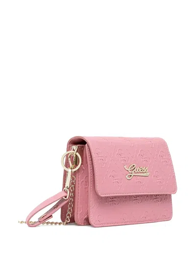 Guess Kids' Embossed-logo Shoulder Bag In Pink
