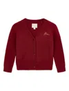 Guess Embroidered Button Cardigan In Burgundy