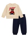 Guess Embroidered-logo Tracksuit In Neutral