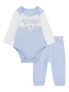 Guess Embroidered-logo Trouser Set In Blue