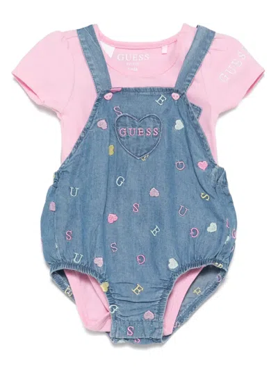 Guess Babies' Embroidered-motif Shorts Set In Blue