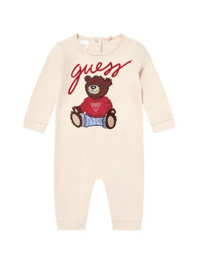 Guess Babies' Embroidered Romper In Neutral