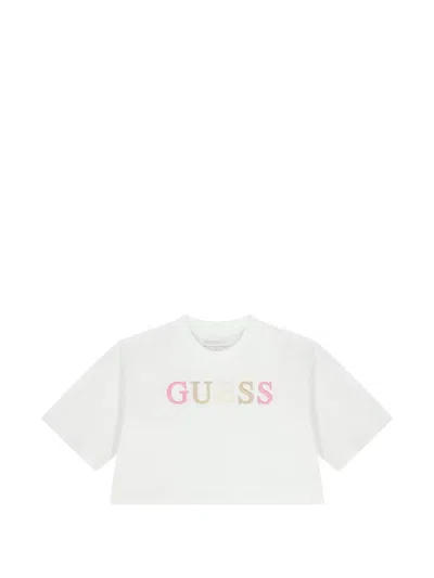 Guess Kids' Embroidered T-shirt In White