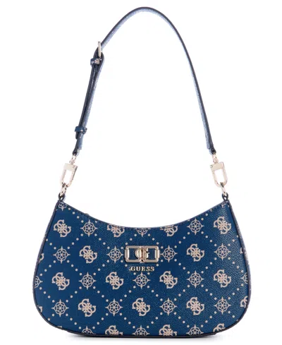 Guess Emelie Logo Top Zip Medium Shoulder Bag In Blue