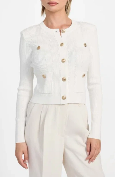 Guess Emmie Crop Cardigan In White