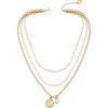 Guess Enamel Logo Layered Chain Necklace In Gold