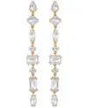 Guess Epoxy Glass Stone Silver And Gold-tone Drop Earrings In Gold