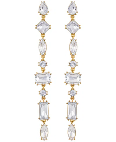 Guess Epoxy Glass Stone Silver And Gold-tone Drop Earrings