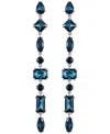 Guess Epoxy Glass Stone Silver And Gold-tone Drop Earrings In Blue
