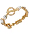 Guess Epoxy Glass Stone Silver And Gold-tone Toggle Bracelet In Gold