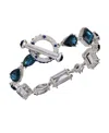Guess Epoxy Glass Stone Silver And Gold-tone Toggle Bracelet In Metallic