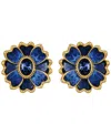 Guess Epoxy Stones Gold-tone Floral Clip-on Earrings In Blue