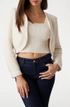 Guess Erynn Mix Stitch Crop Cardigan In Beige