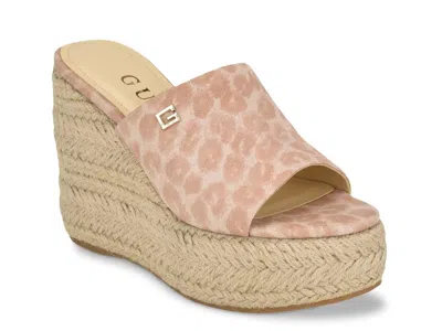 Guess Evba Wedge Sandal In Pink
