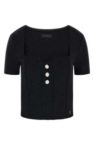 Guess Evelina Crop Top In Black
