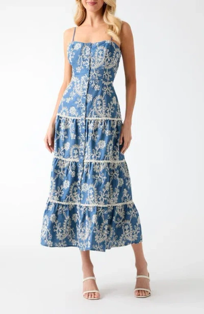 Guess Evelyn Eyelet Embroidery Midi Dress In Multi
