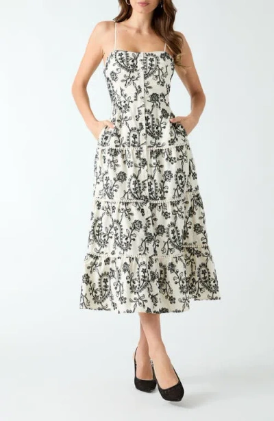 Guess Evelyn Eyelet Embroidery Midi Dress In Multi