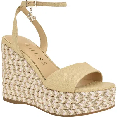 Guess Everly Platform Wedge Sandal In Brown