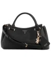 Guess Evie Triple Compartment Medium Satchel Bag In Black