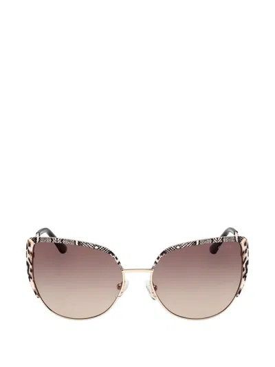 Guess Eyewear Animal-print Cat-eye Sunglasses In Gold