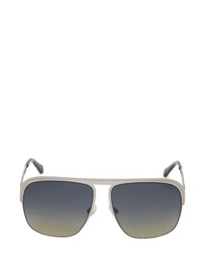 Guess Eyewear Browline-frame Sunglasses In Silver