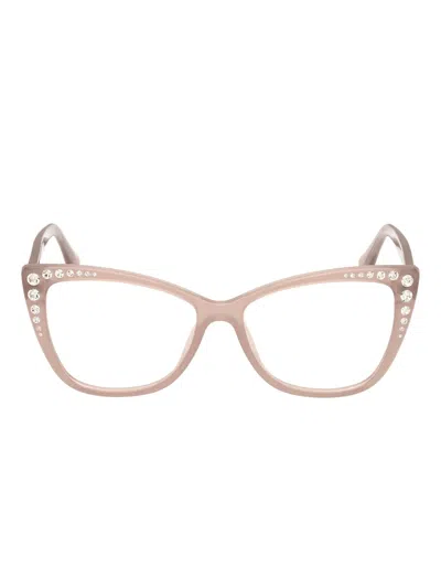Guess Eyewear Crystal-embellished Cat-eye Glasses In Neutral