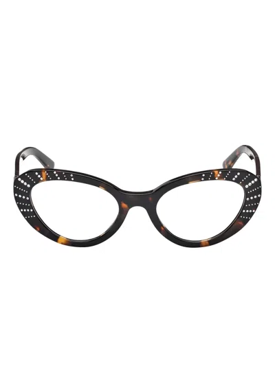 Guess Eyewear Embellished Cat-eye Glasses In Brown