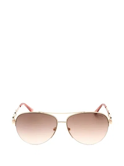 Guess Eyewear Embellished Pilot Sunglasses In Gold