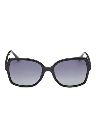 Guess Eyewear Embellished Rectangle Sunglasses In Black