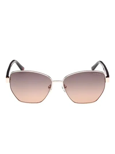 Guess Eyewear Geometric-frame Sunglasses In Brown