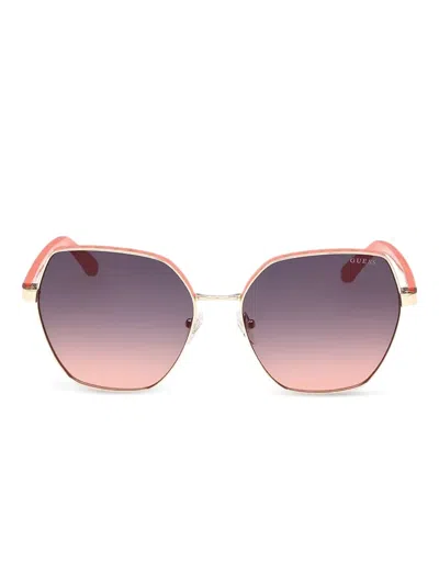 Guess Eyewear Geometric-frame Sunglasses In Gold