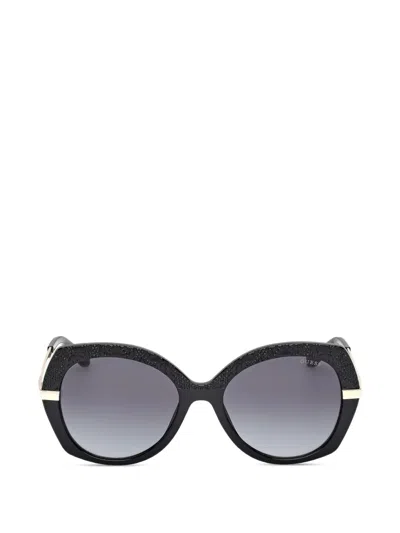 Guess Eyewear Lace-effect Cat-eye Sunglasses In Black